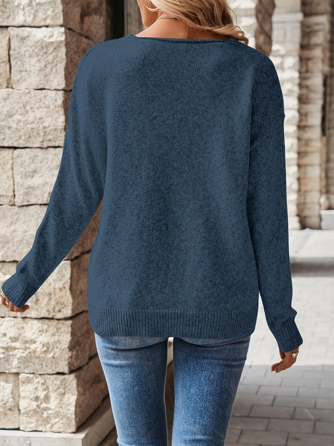 V-Neck Sweater for Women, Relaxed Style