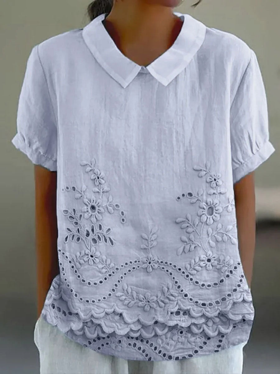 Floral Embroidered Shirt for Women, Elegant Style