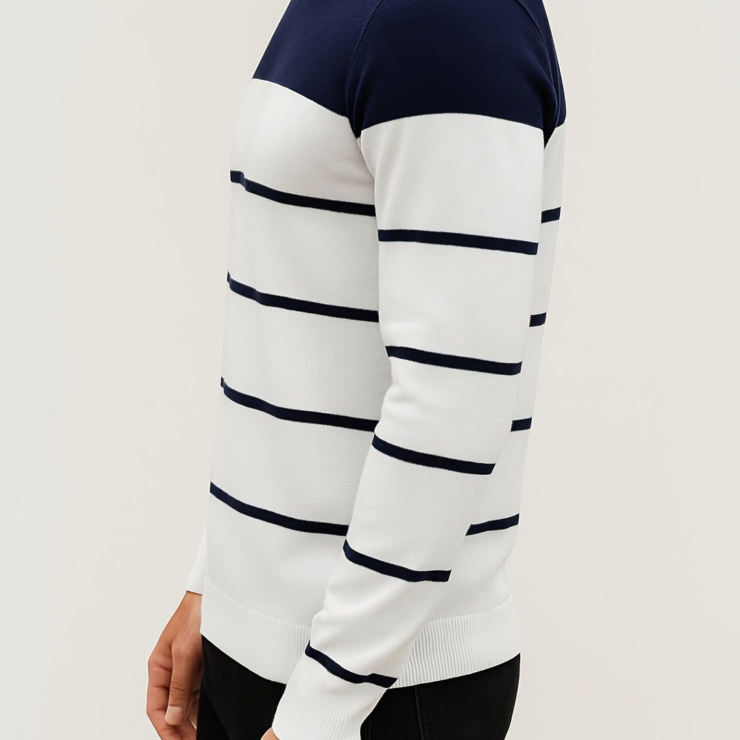 Striped Crewneck Sweater, Men's Classic Fit
