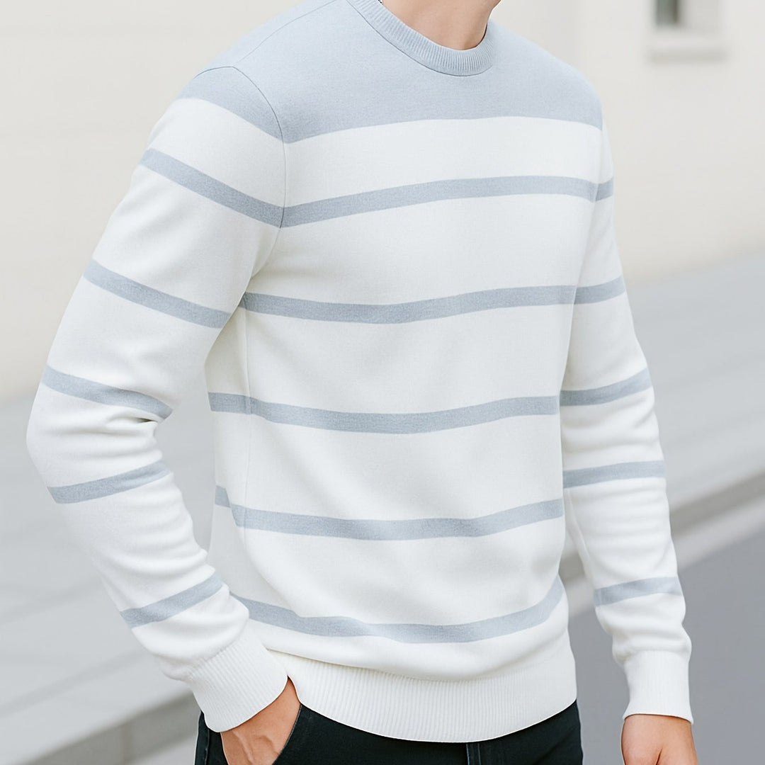 Striped Crewneck Sweater, Men's Classic Fit