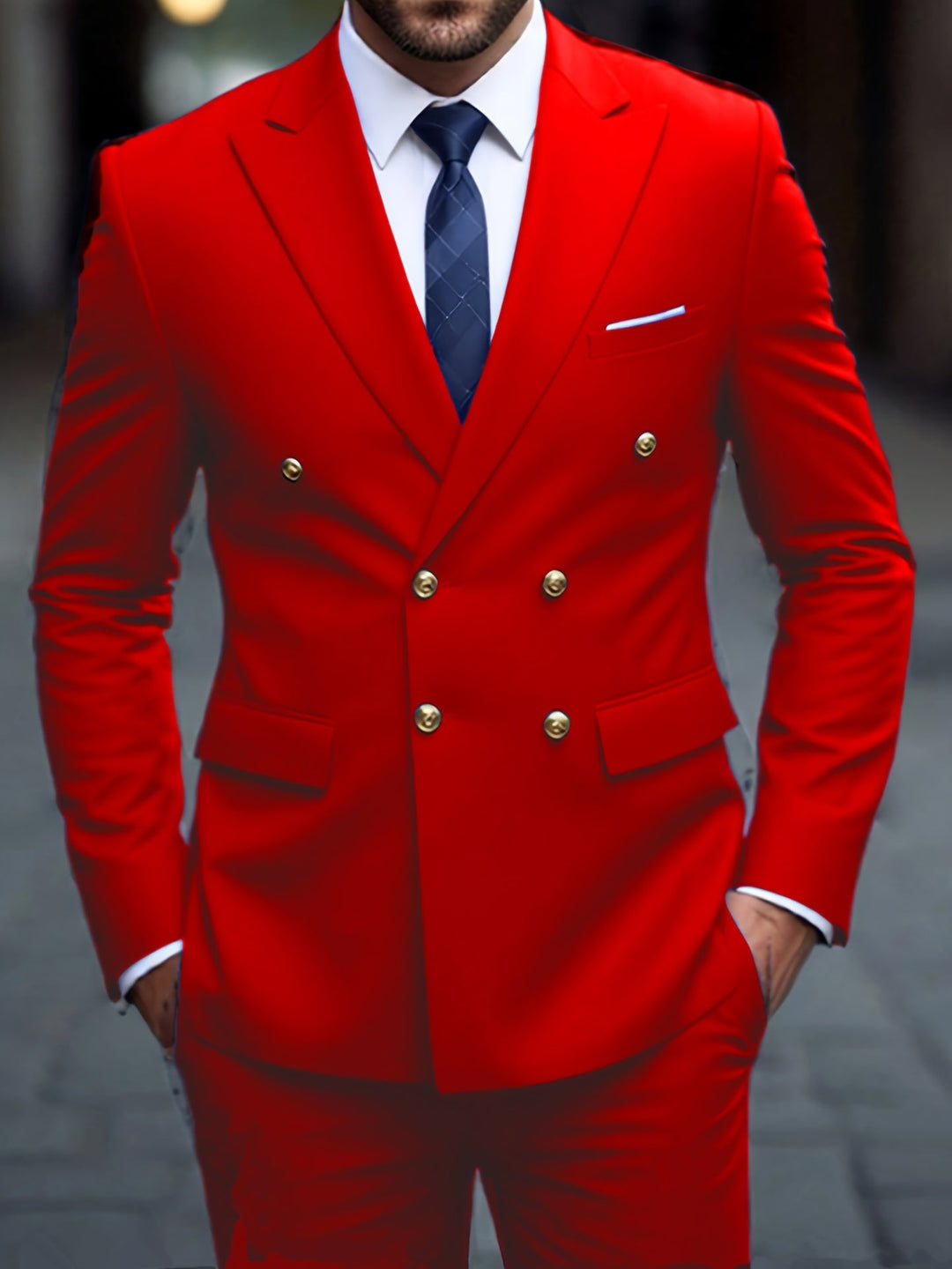 Double-Breasted Tailored Suit for Men, Plus Size