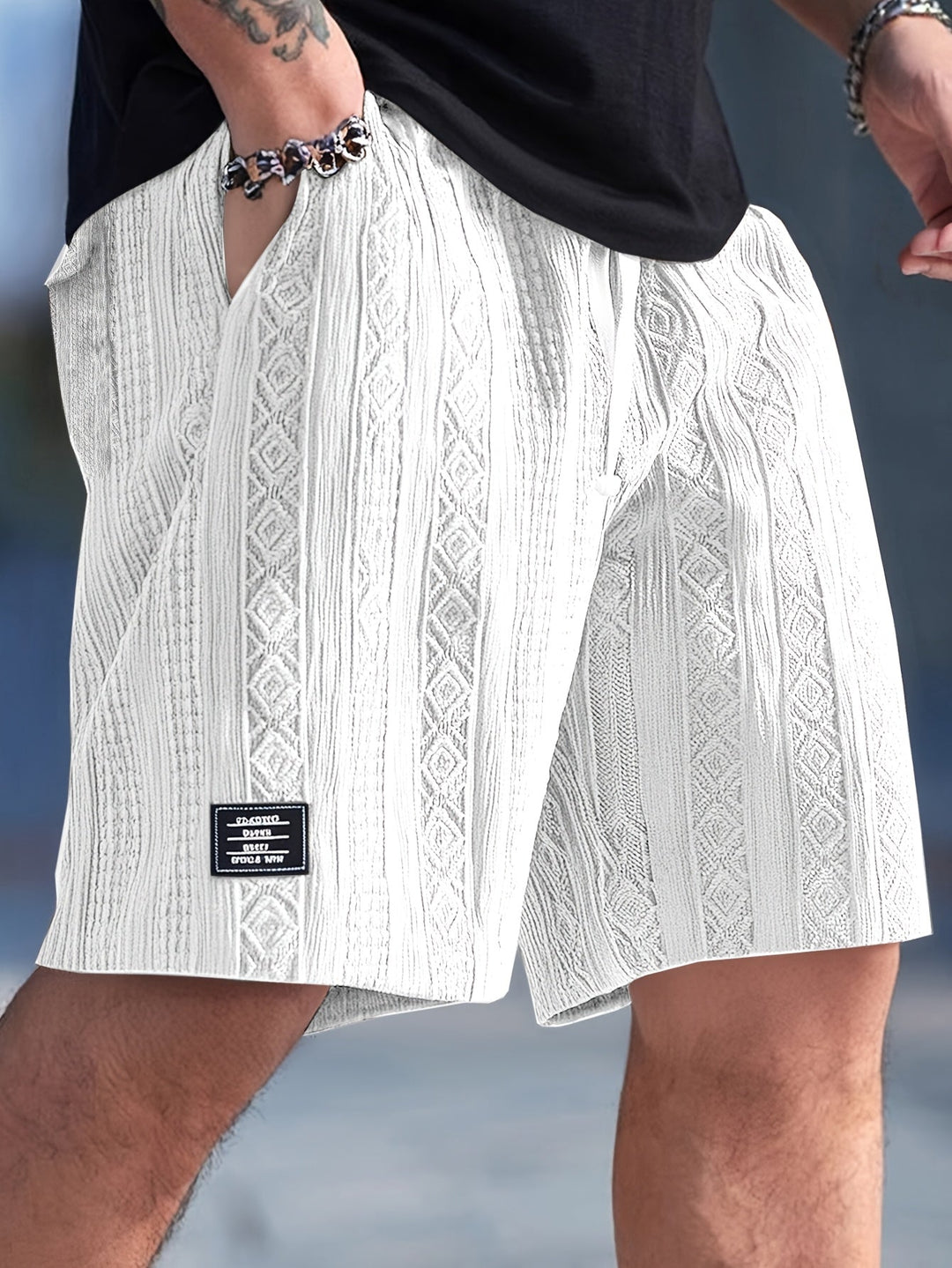 Drawstring Shorts, Men's Textured Fit