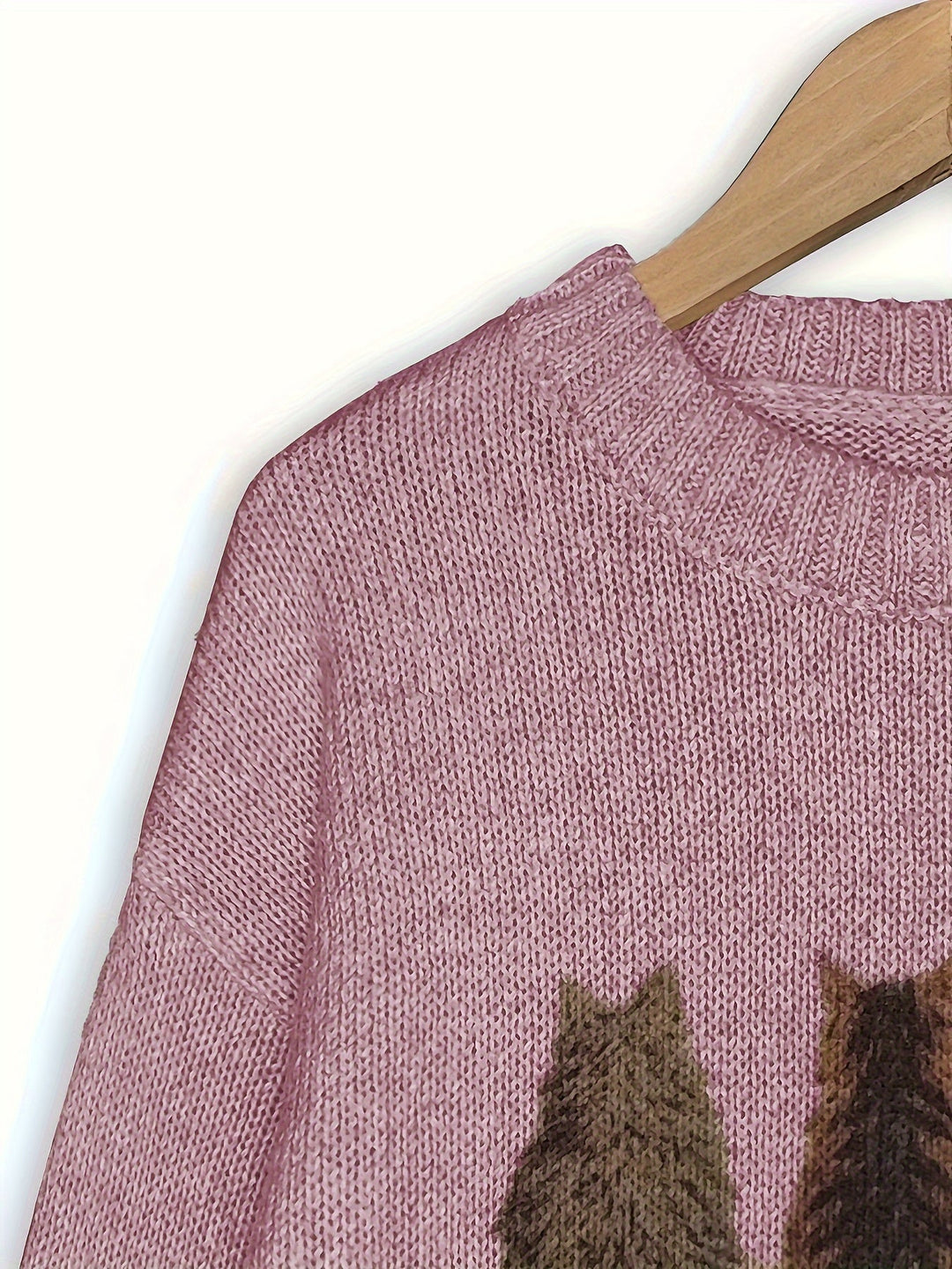 Cat-Print Sweater for Women, Cozy Style