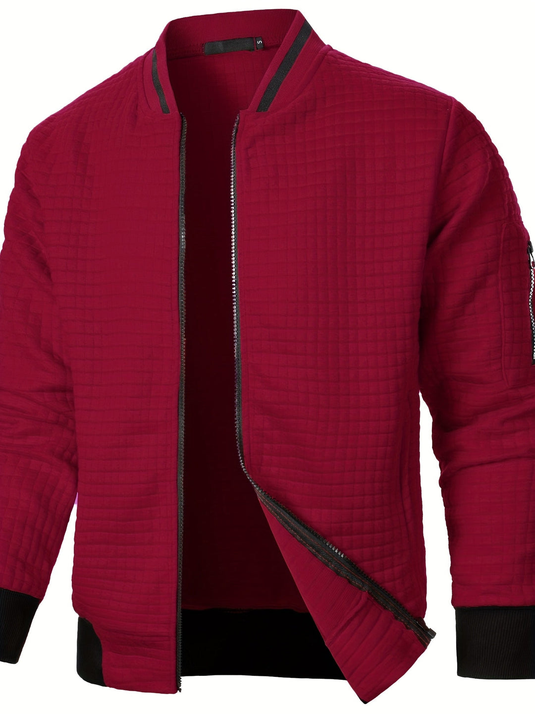 Textured Zip-Up Bomber Jacket for Men, Plus Size