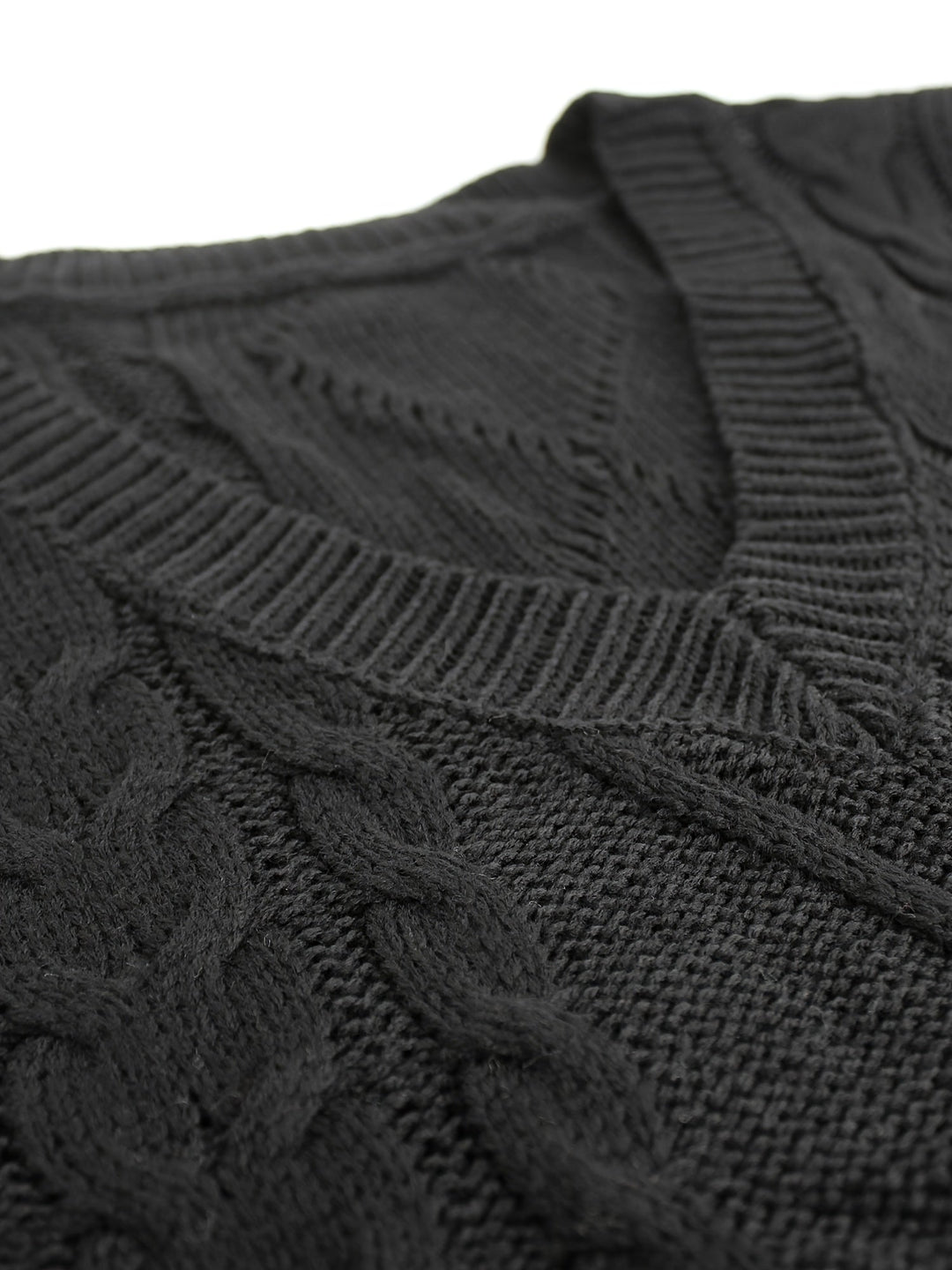 Ladies Cozy Cable-Knit V-Neck Sweater Vest