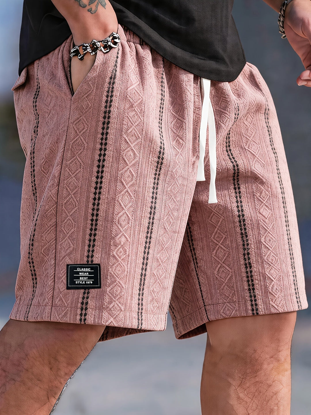 Drawstring Shorts, Men's Textured Fit