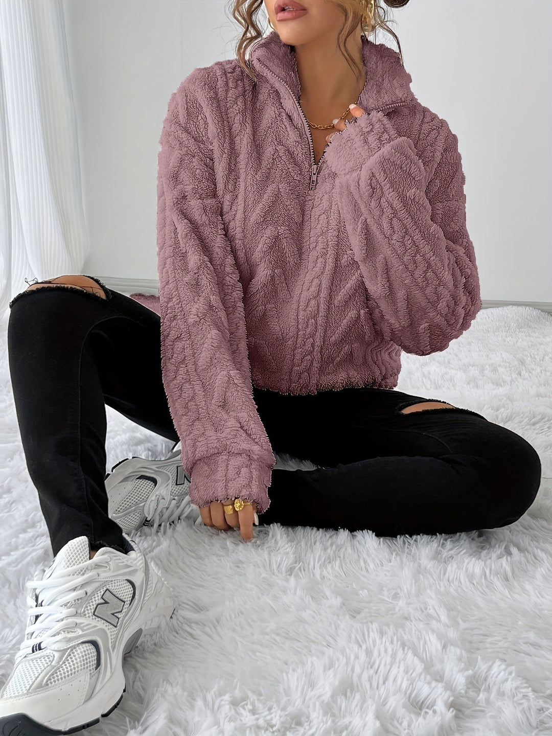 Textured Pullover for Women, Cozy Style