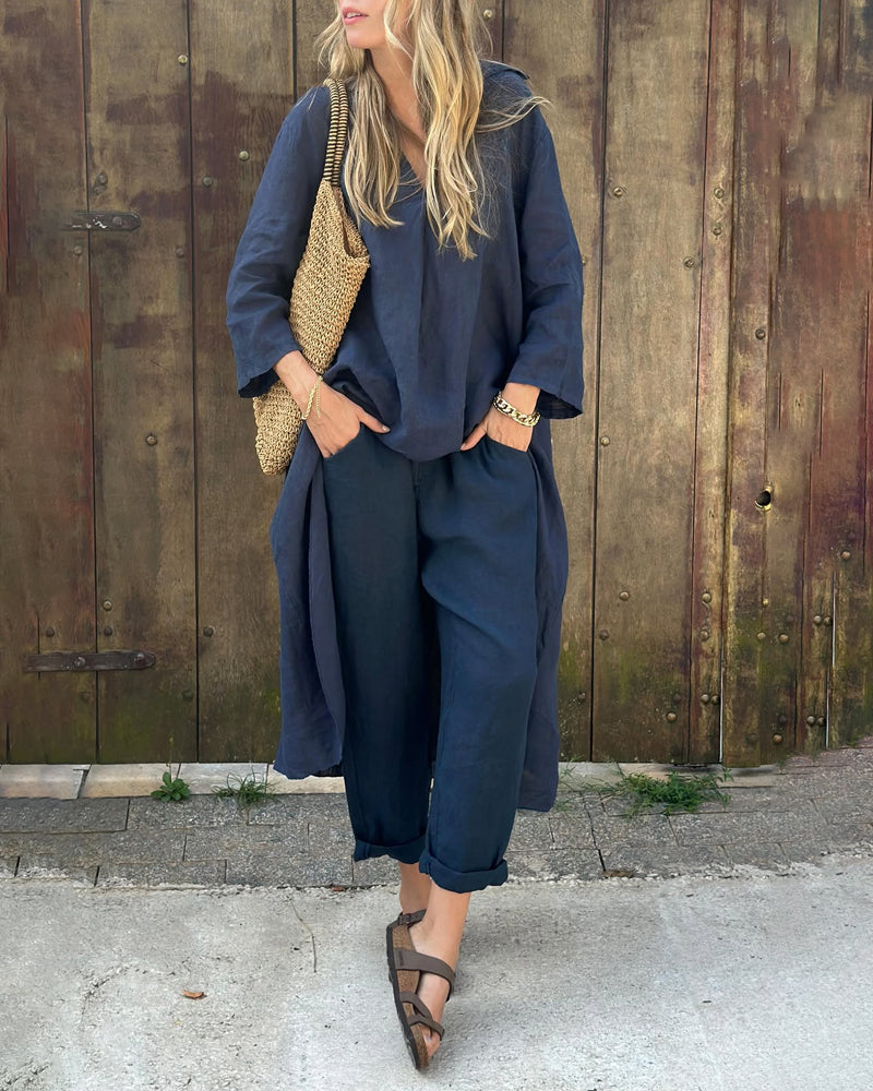 Loose V-Neck Set for Women, Elegant Style