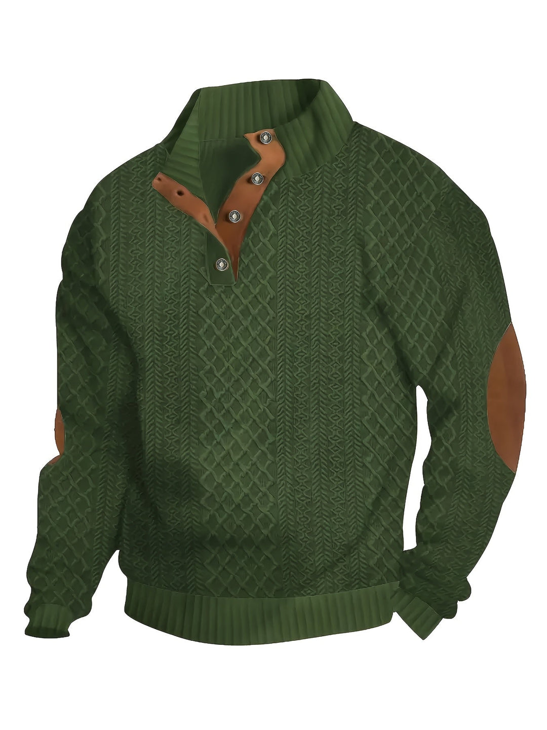 Stand Collar Button Henley Sweater for Men, Plus Size