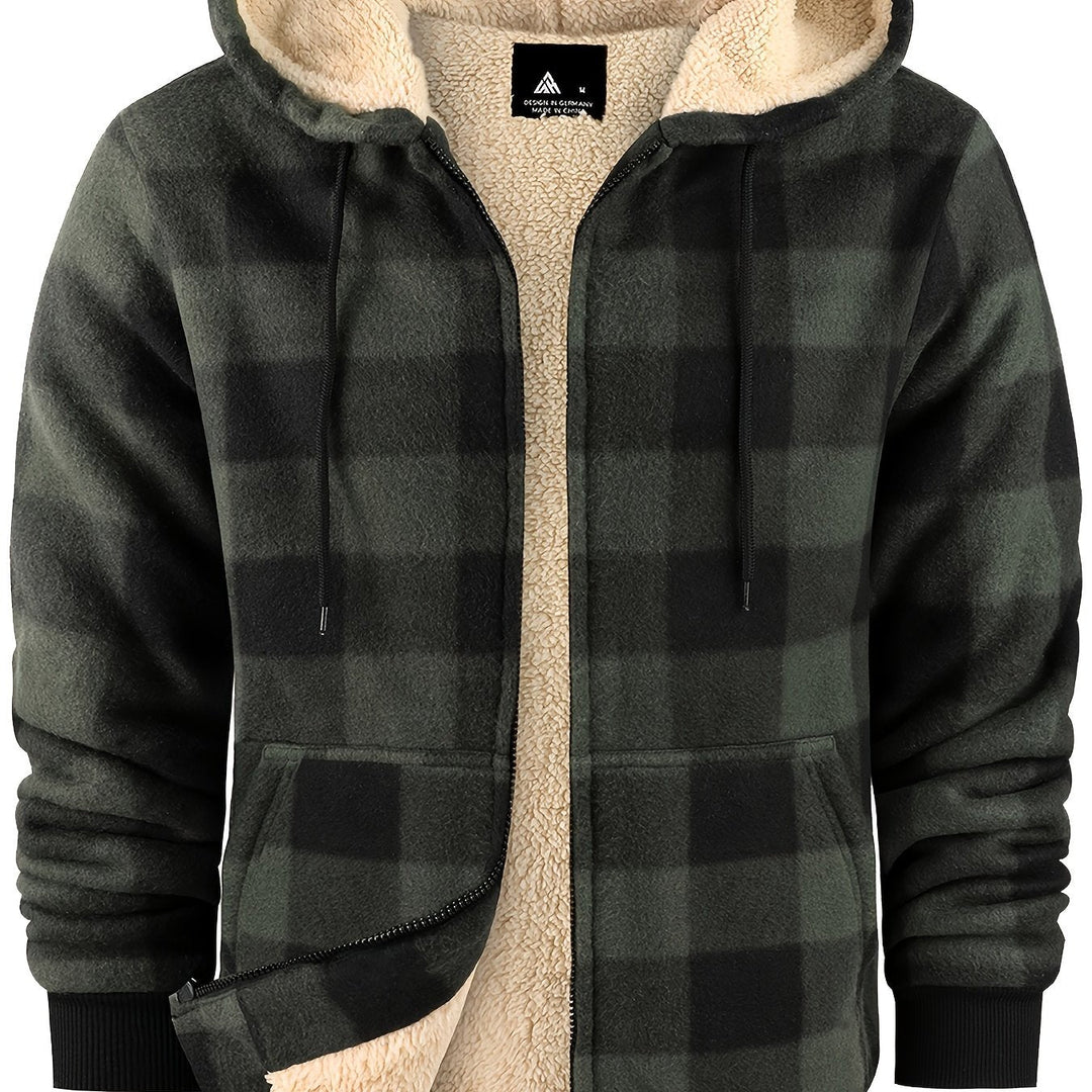 Hooded Zip-Up Jacket, Men's Cozy Fit
