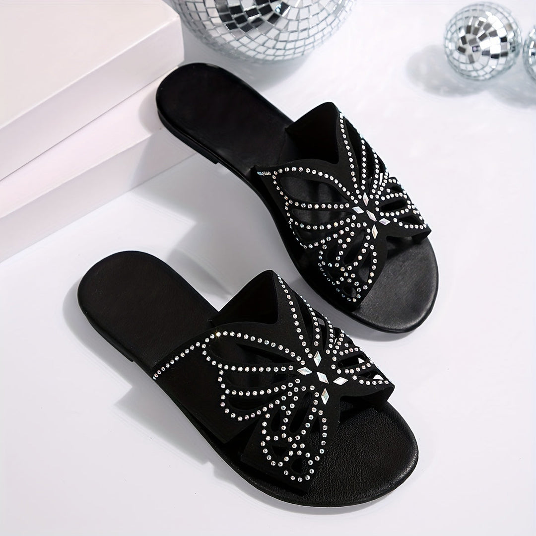 Sparkling Butterfly Slide Sandals for Women