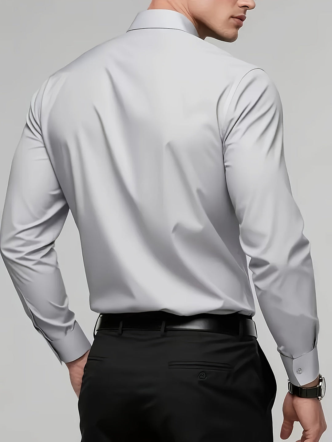 Tailored Long-Sleeve Button-Up Shirt for Men
