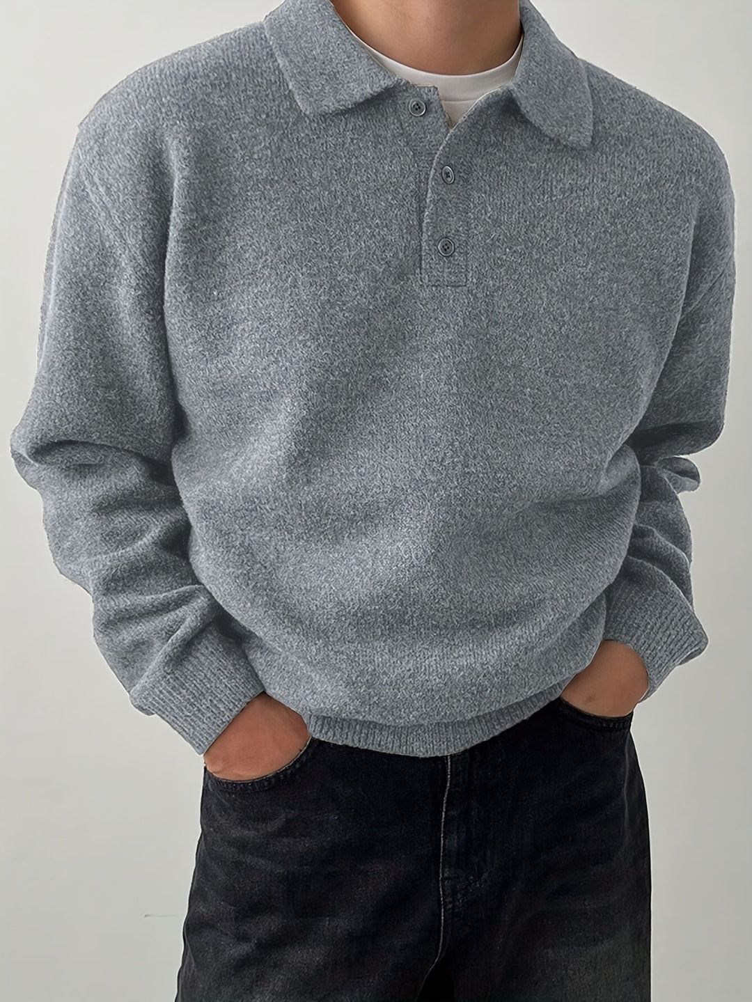 Polo Collar Sweater, Men's Refined Fit