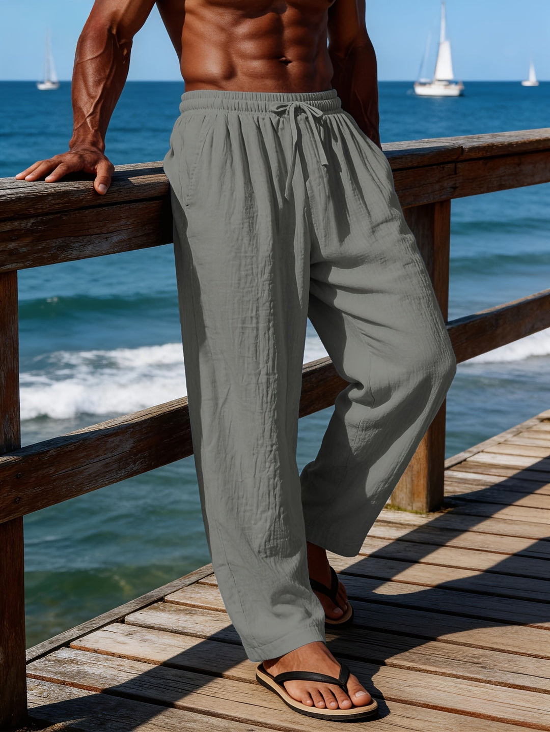 Relaxed Drawstring Pants for Men, Plus Size