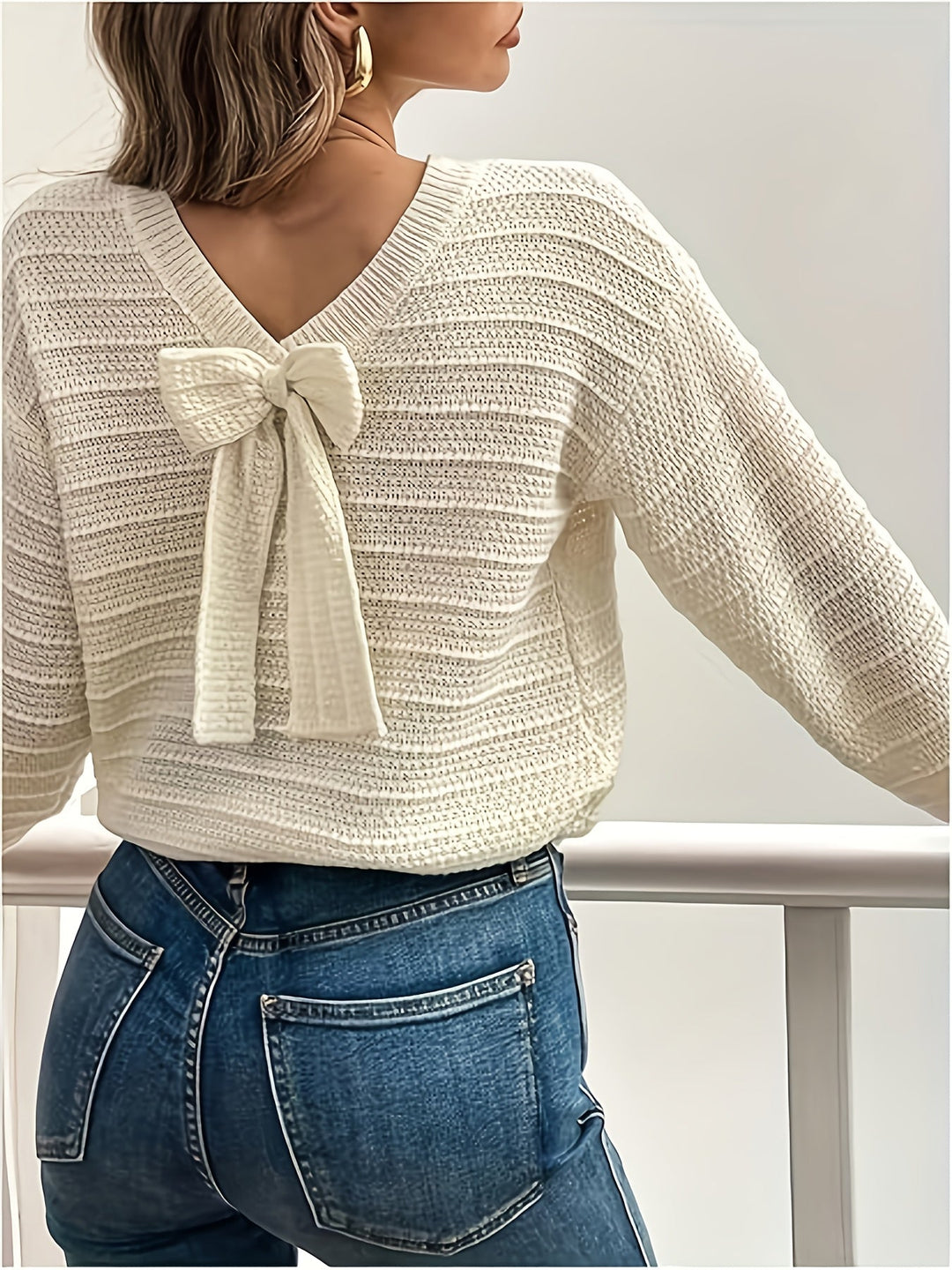 Bow-Detail Knit Sweater for Women