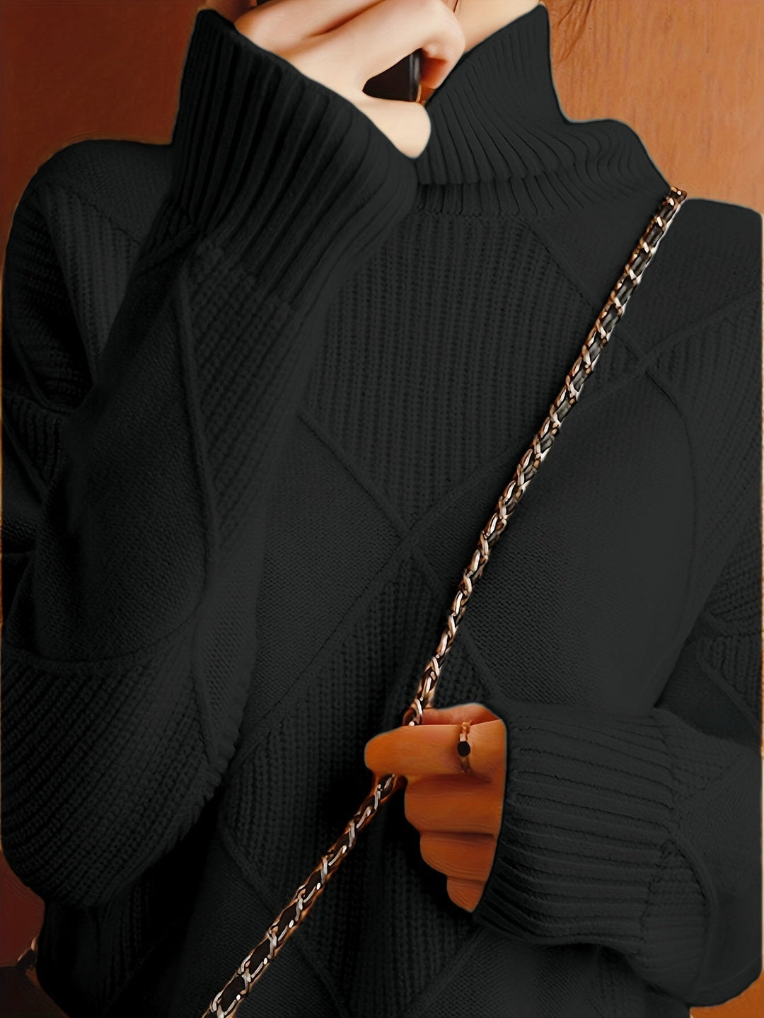 Turtleneck Sweater for Women, Textured Style