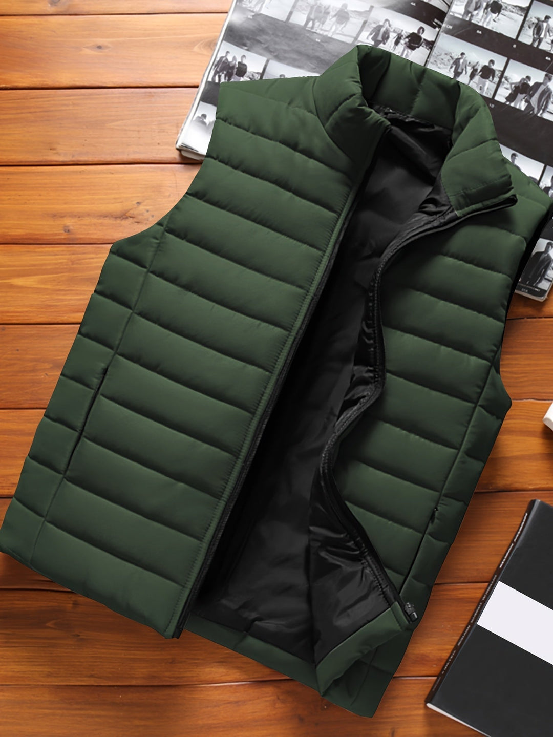 Quilted Stand-Collar Vest for Men, Plus Size