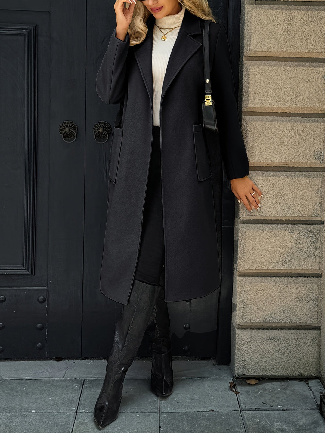 Tailored Belted Long Coat for Women