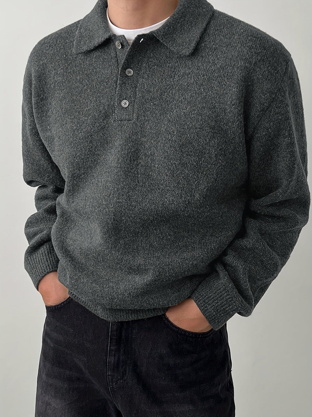 Polo Collar Sweater, Men's Refined Fit