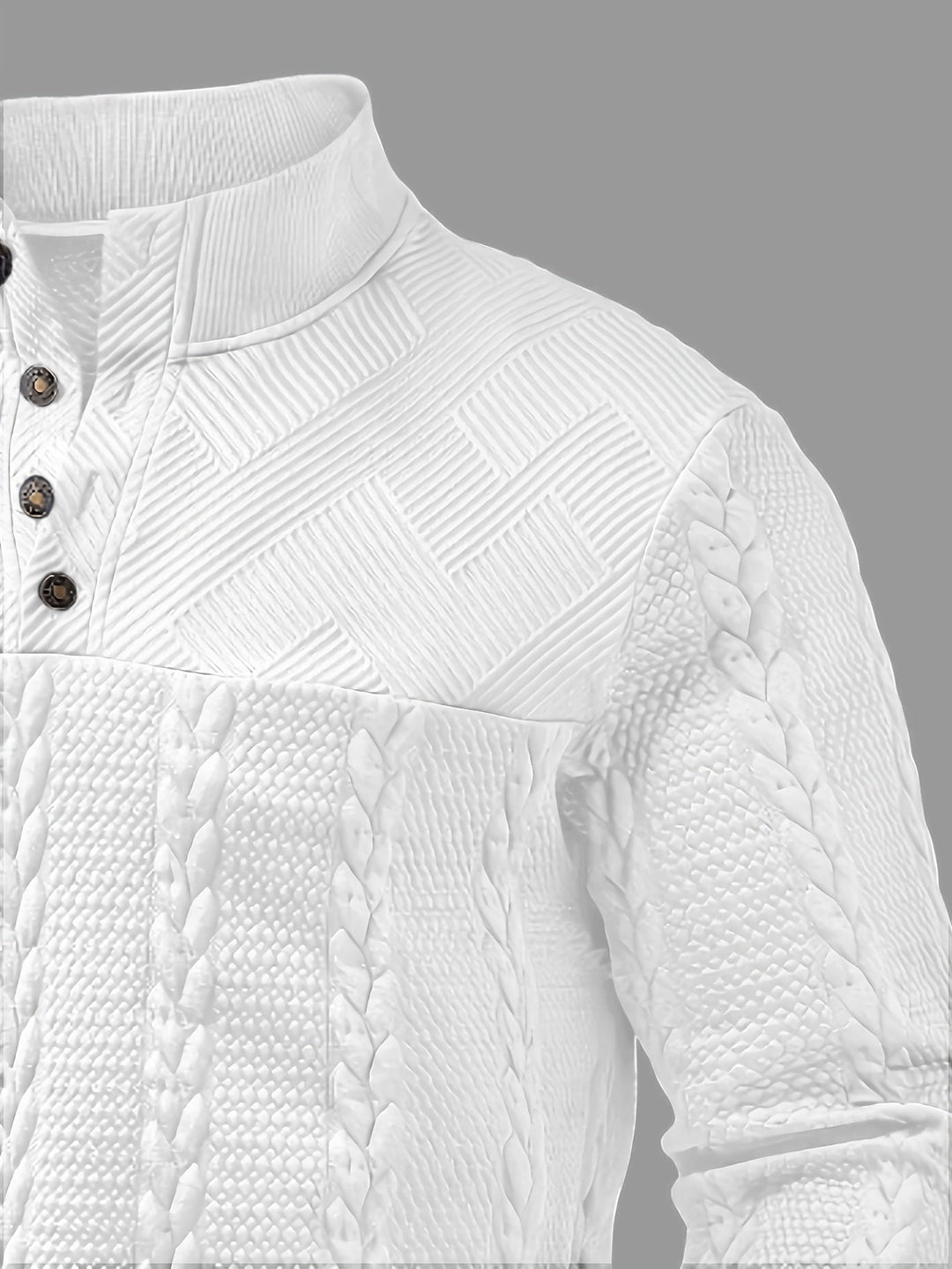 Textured Stand-Collar Pullover for Men