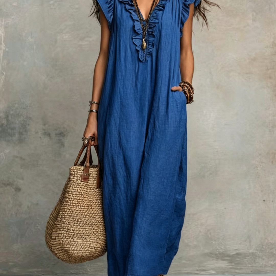 Women's Ruffled Bohemian Maxi Dress