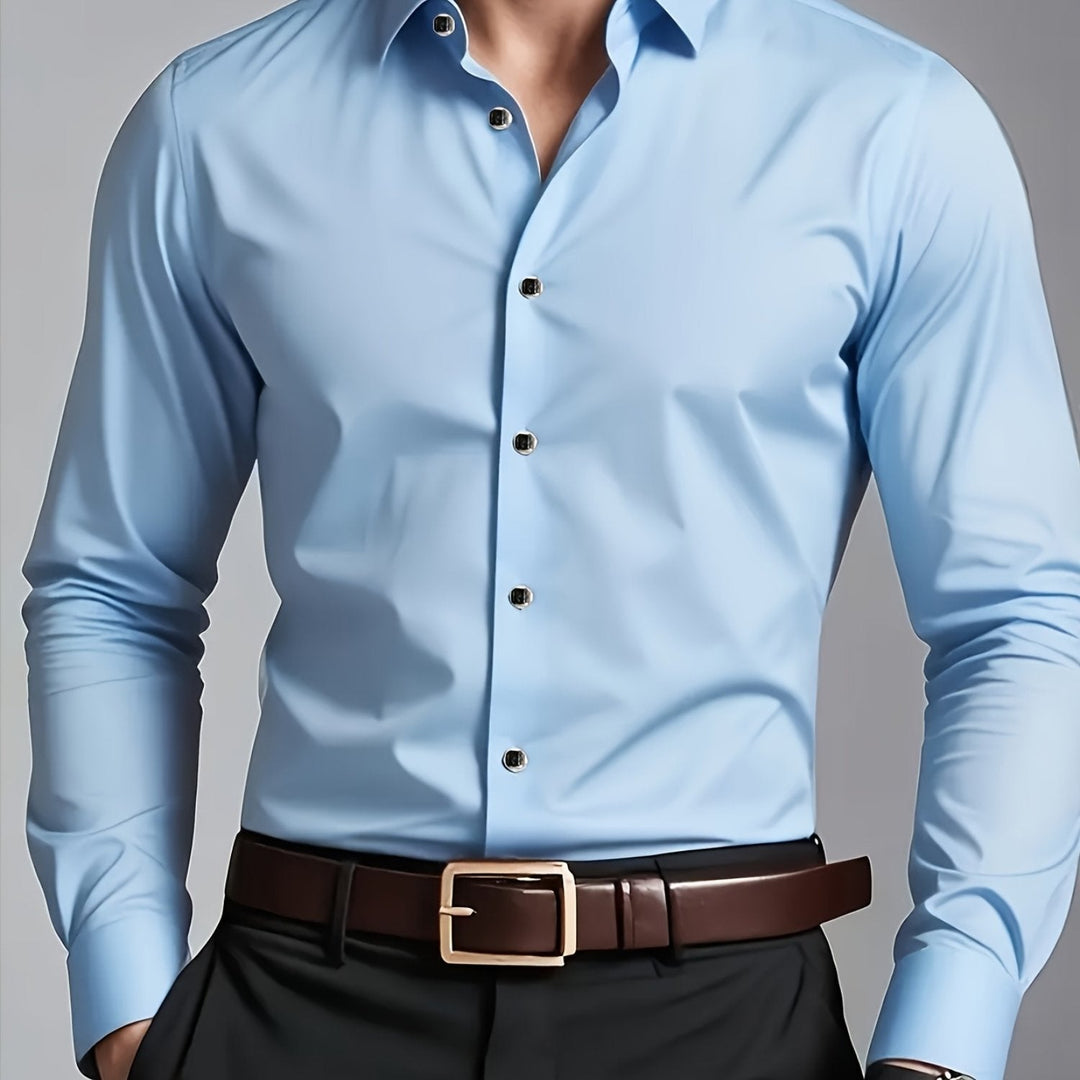 Tailored Long-Sleeve Button-Up Shirt for Men