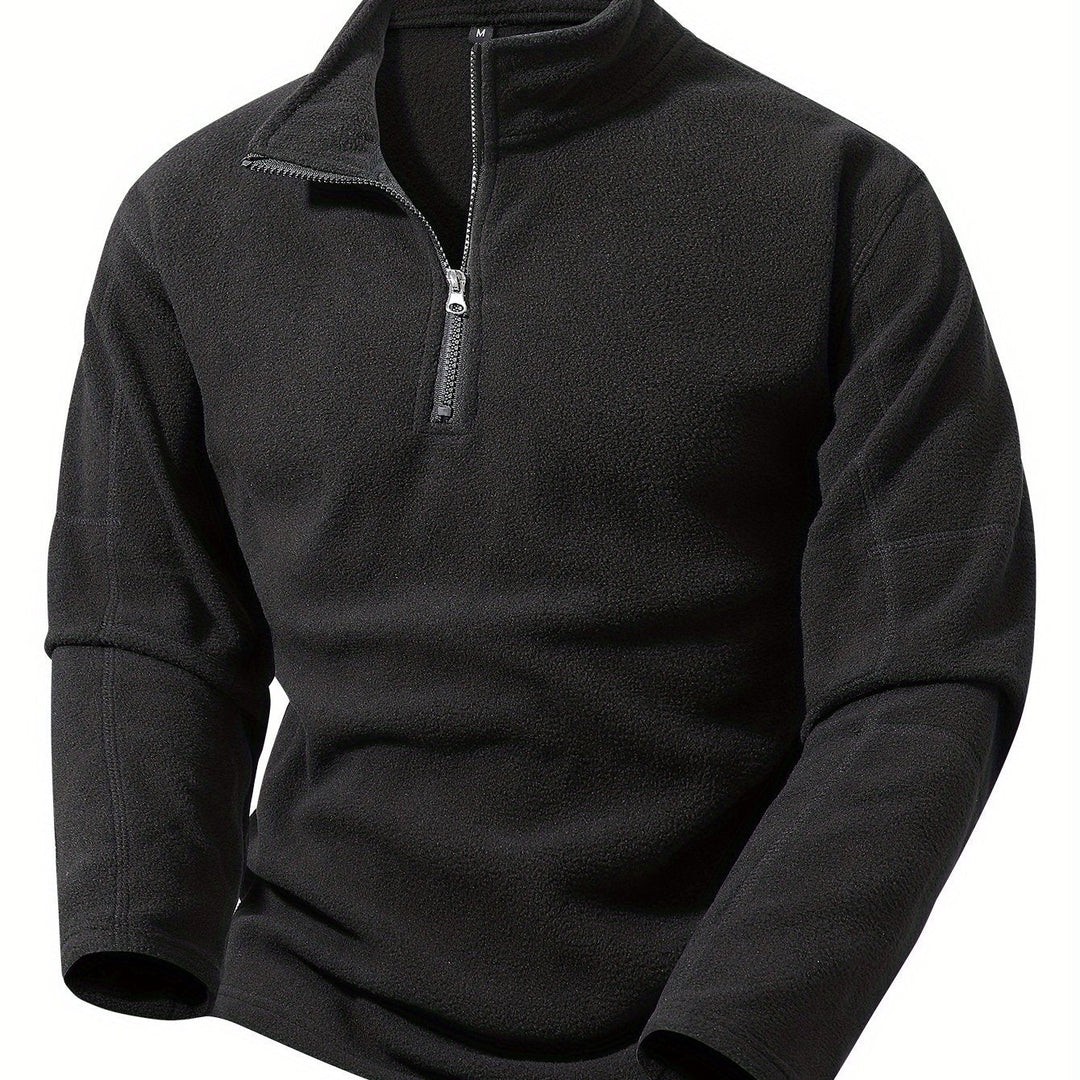 Half-Zip Stand-Collar Pullover for Men, Plus Size
