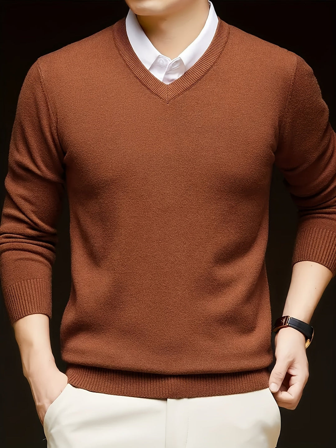 Refined V-Neck Sweater for Men