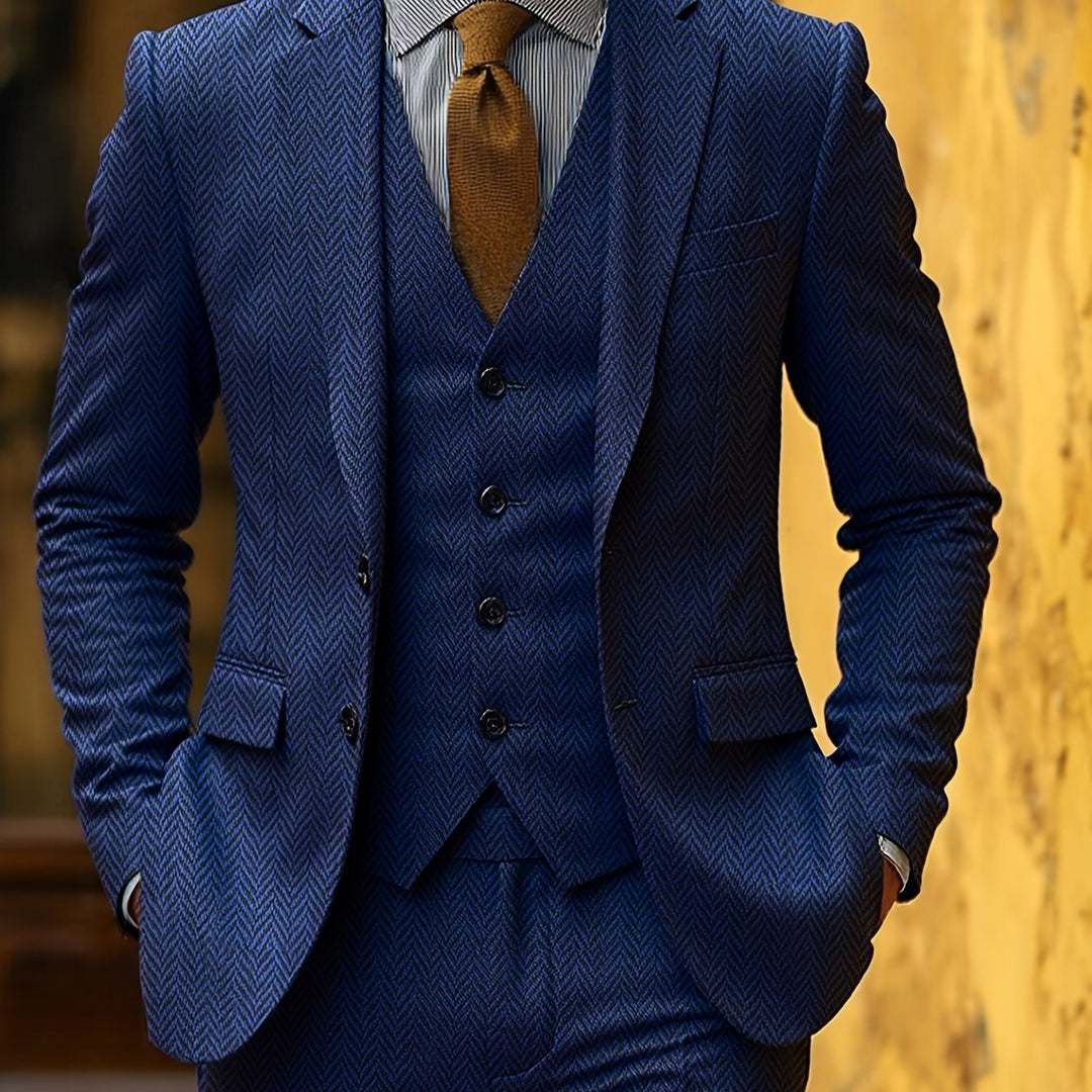 Refined Three-Piece Suit for Men, Plus Size