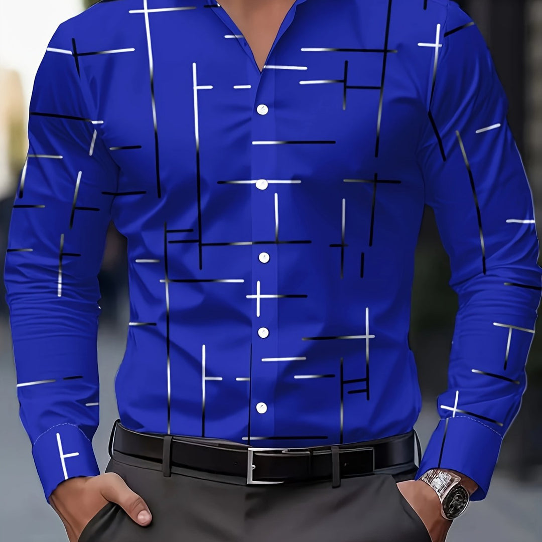 Refined Line-Print Shirt for Men