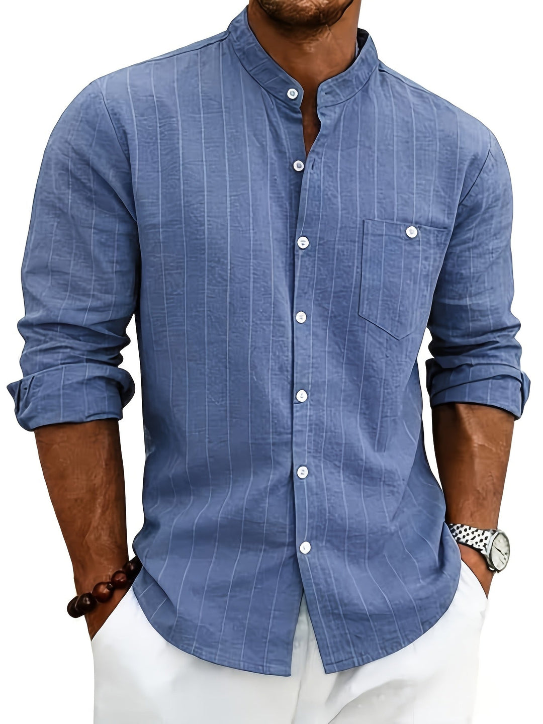 Men's Striped Button-Up Shirt