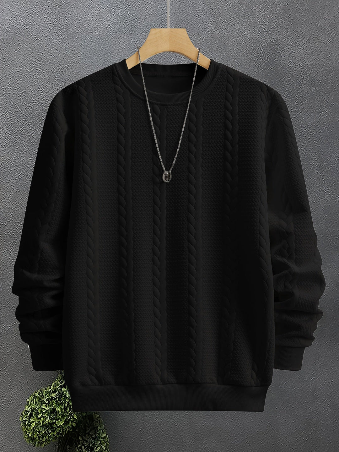 Crew Neck Sweatshirt, Men's Textured Fit