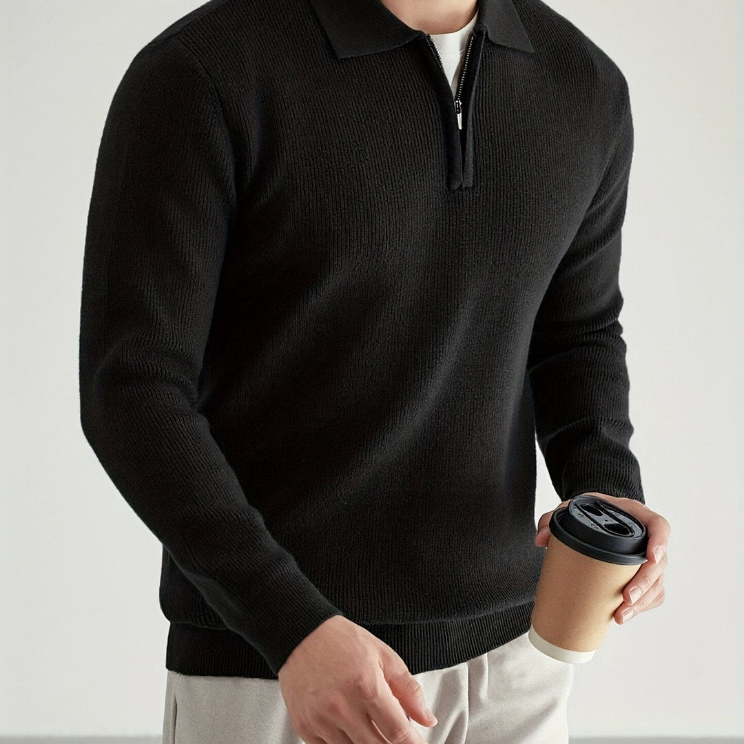 Refined Quarter-Zip Polo Sweater for Men, Plus Size