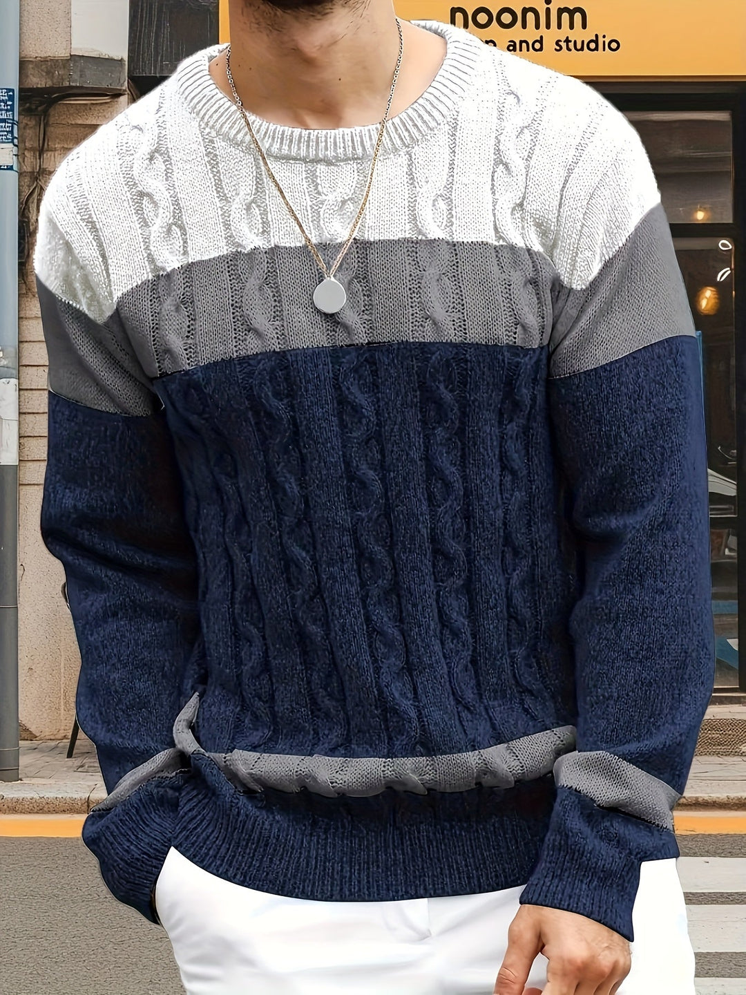 Cable-Knit Pullover for Men, Classic Style