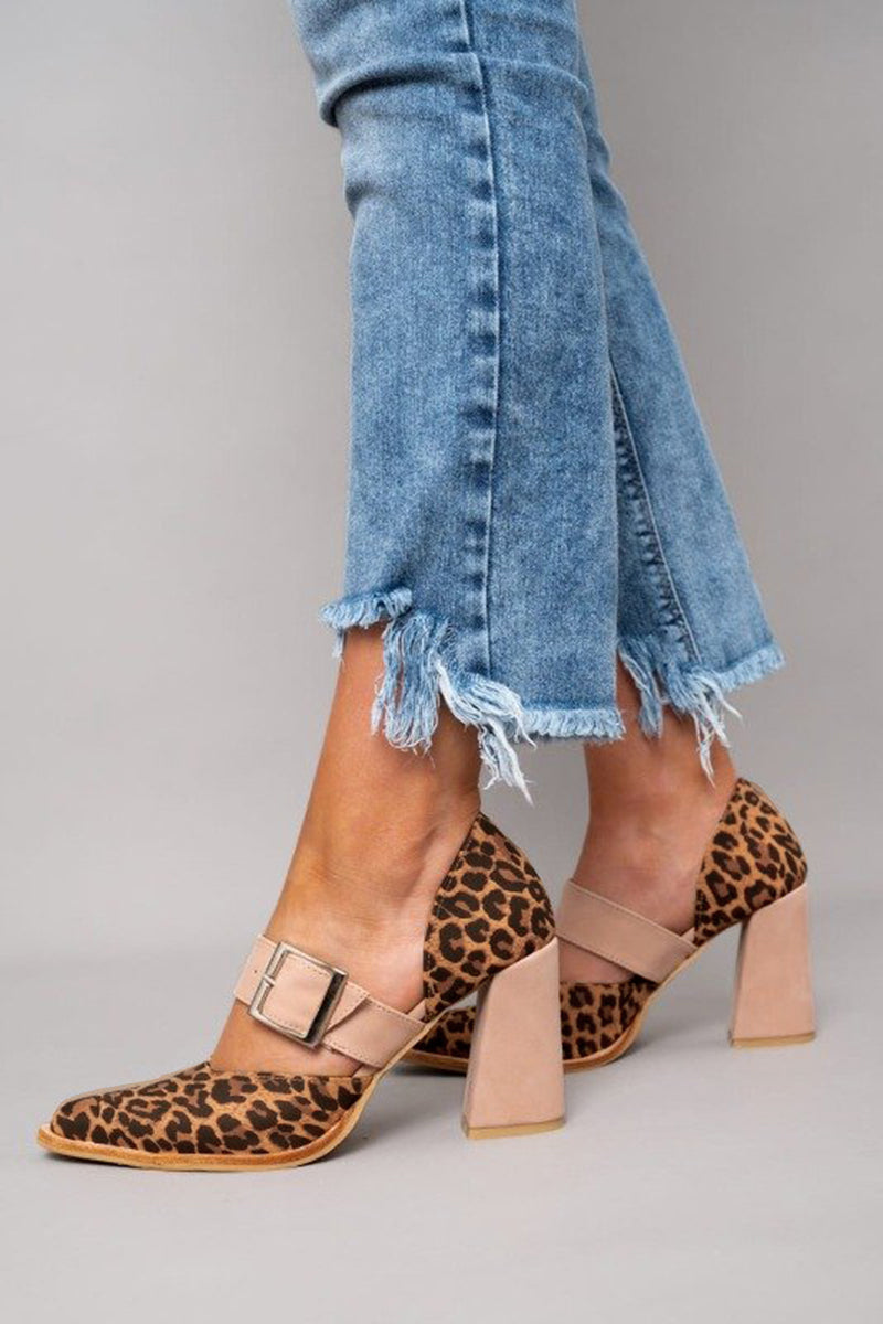 Big Strap Leopard Heels for Women, Elegant Style