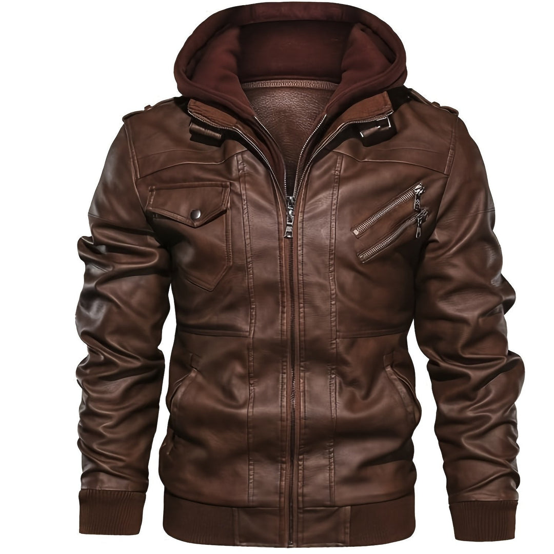 Hooded Moto Jacket for Men