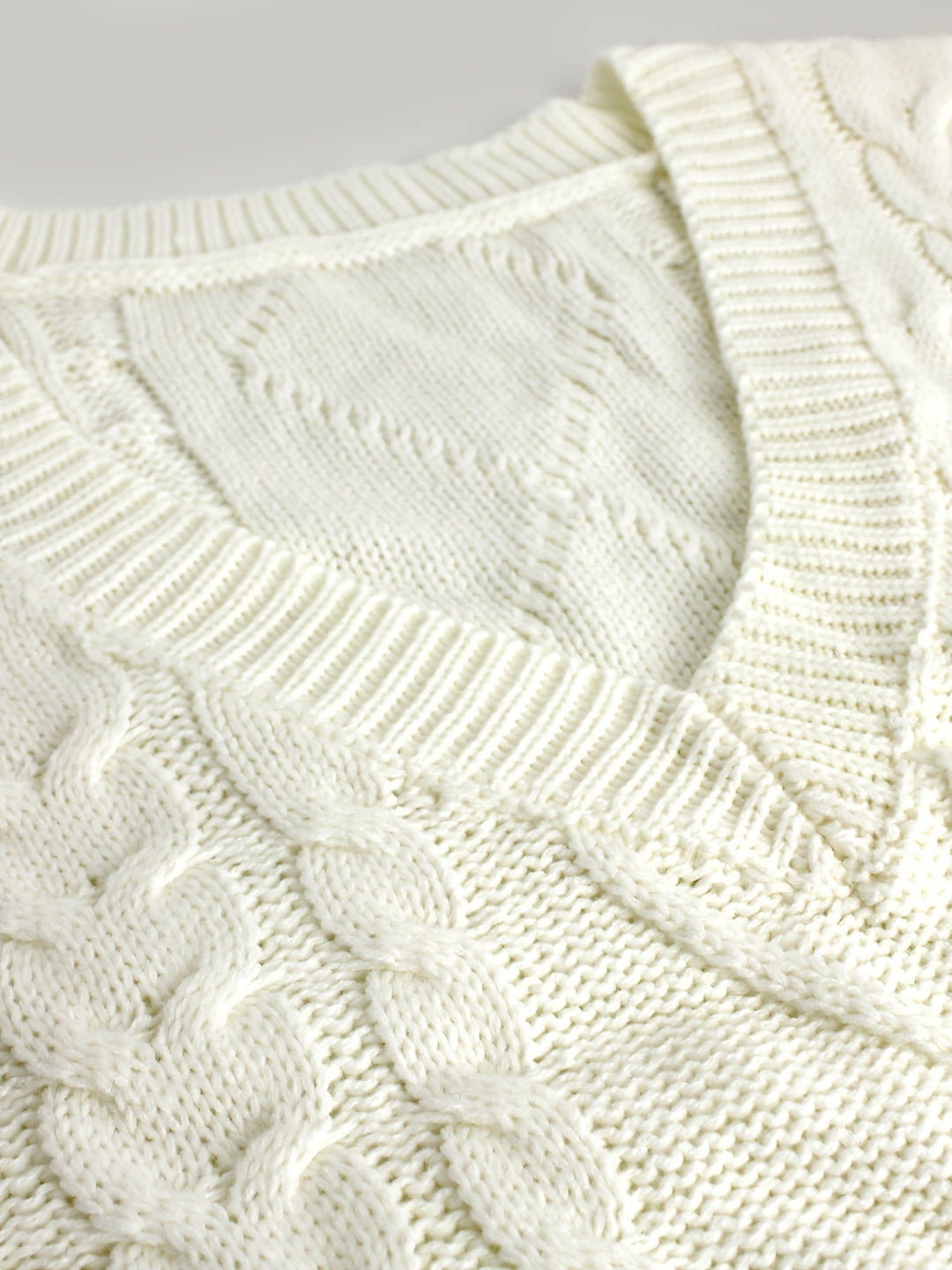 Ladies Cozy Cable-Knit V-Neck Sweater Vest