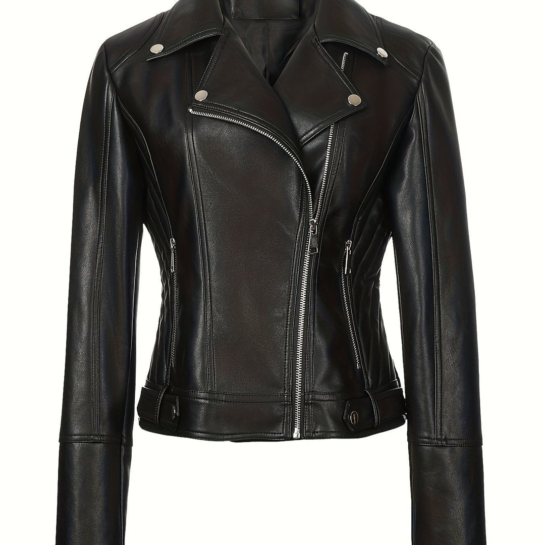 Sculpted Zip-Front Moto Jacket for Women