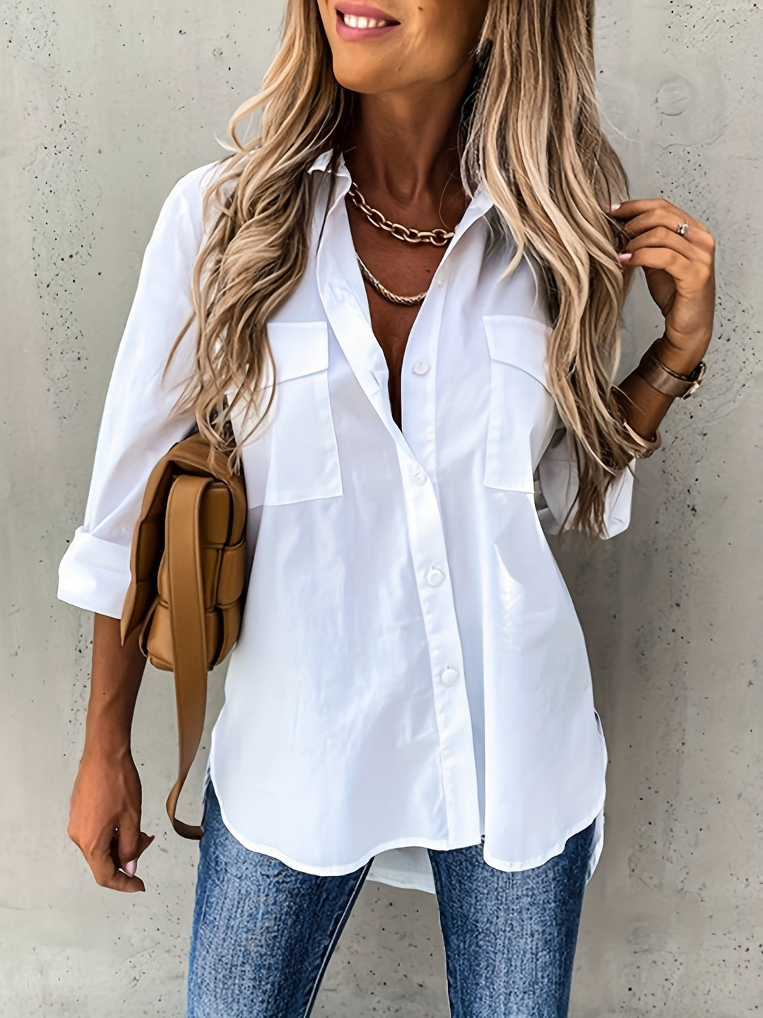 Button-Front Shirt for Women, Relaxed Style