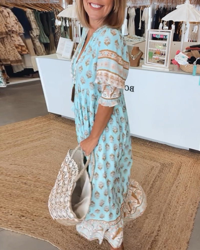 Chic Floral V-Neck Dress for Women