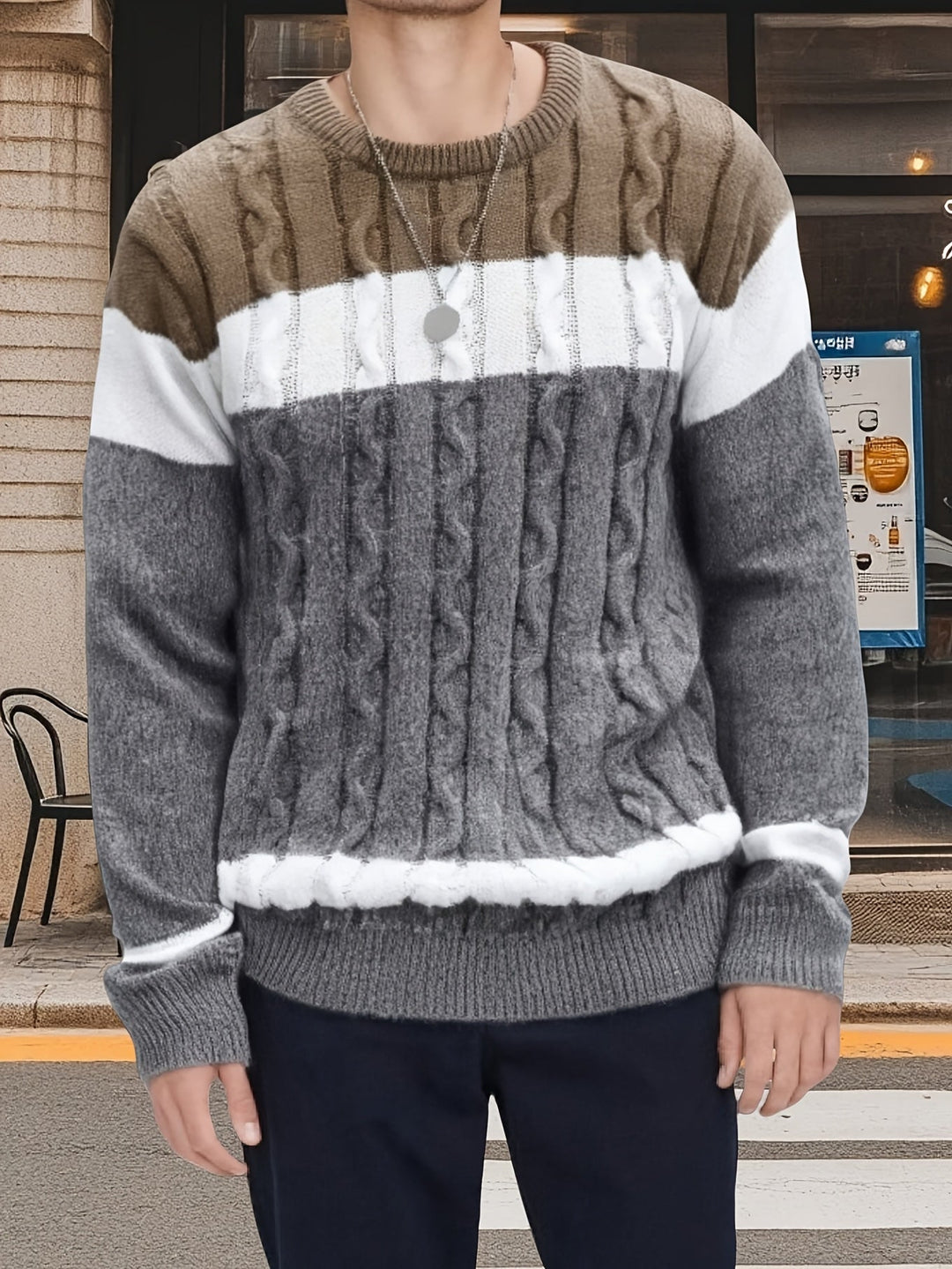 Cable-Knit Pullover for Men, Classic Style