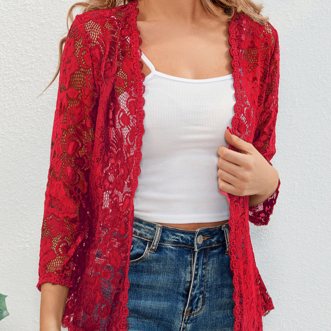 Floral Openwork Cardigan for Women