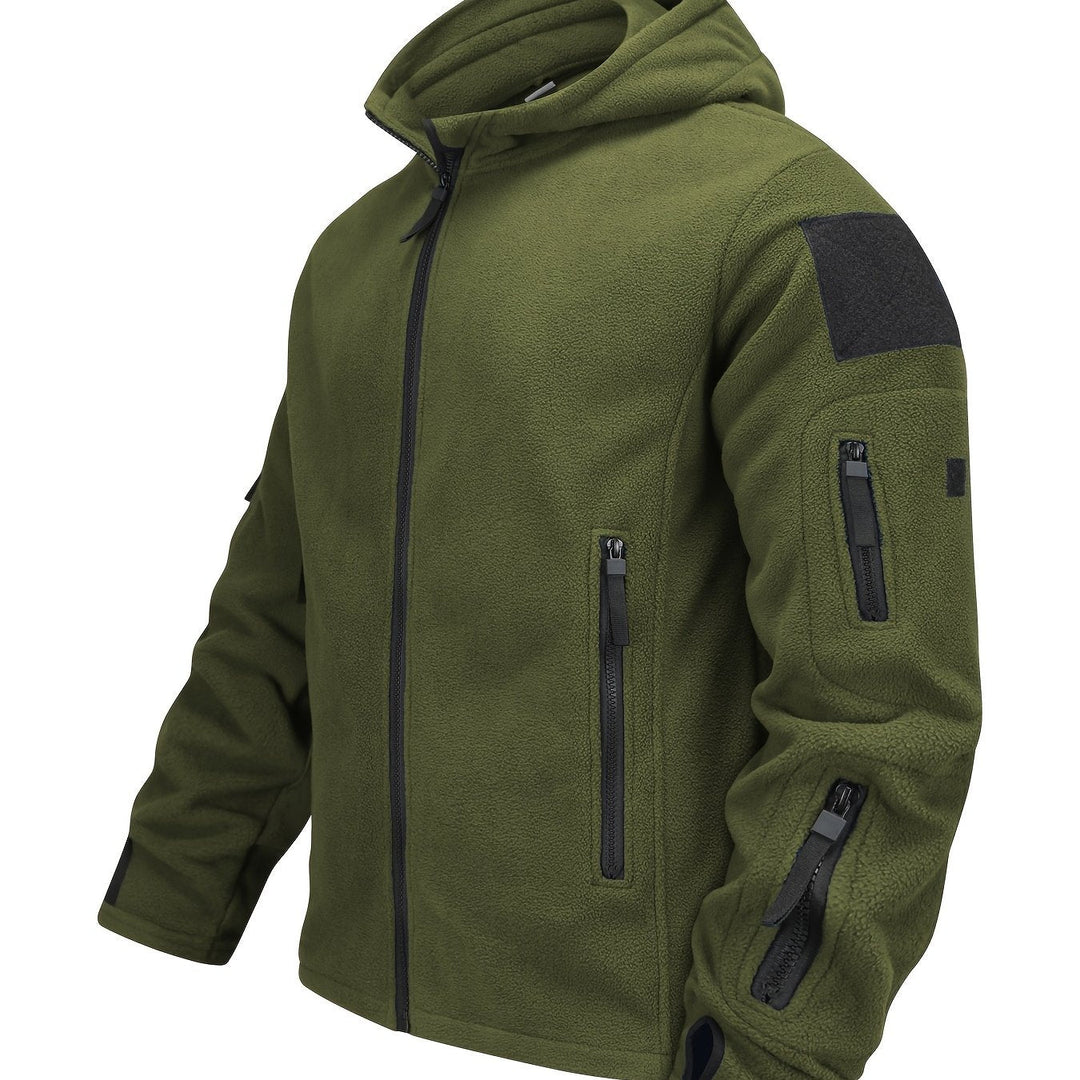 Rugged Hooded Zip Jacket for Men, Plus Size
