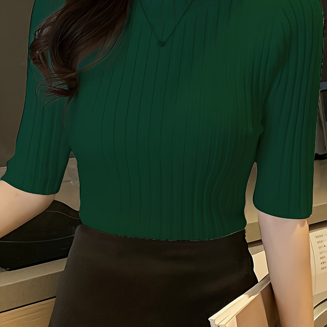 Ribbed Mock-Neck Top for Women