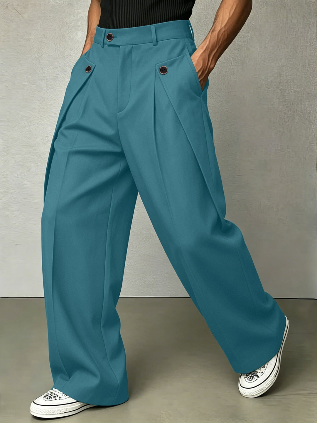 Pleated Wide-Leg Trousers for Men