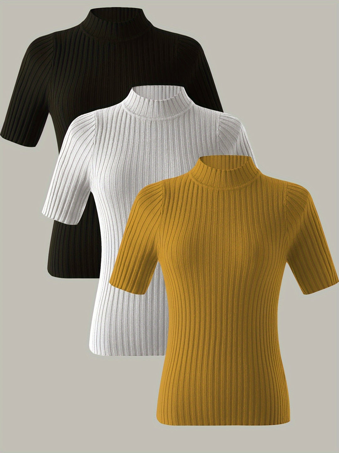 Ribbed Mock-Neck Top for Women