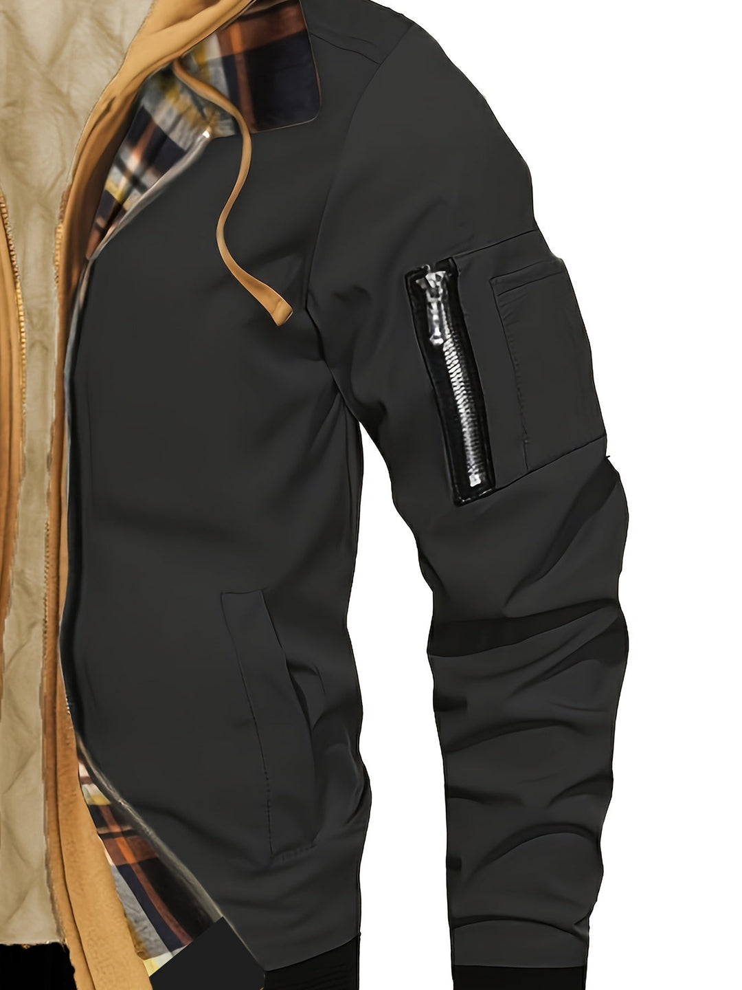 Hooded Warm-Lined Zip Jacket for Men, Plus Size