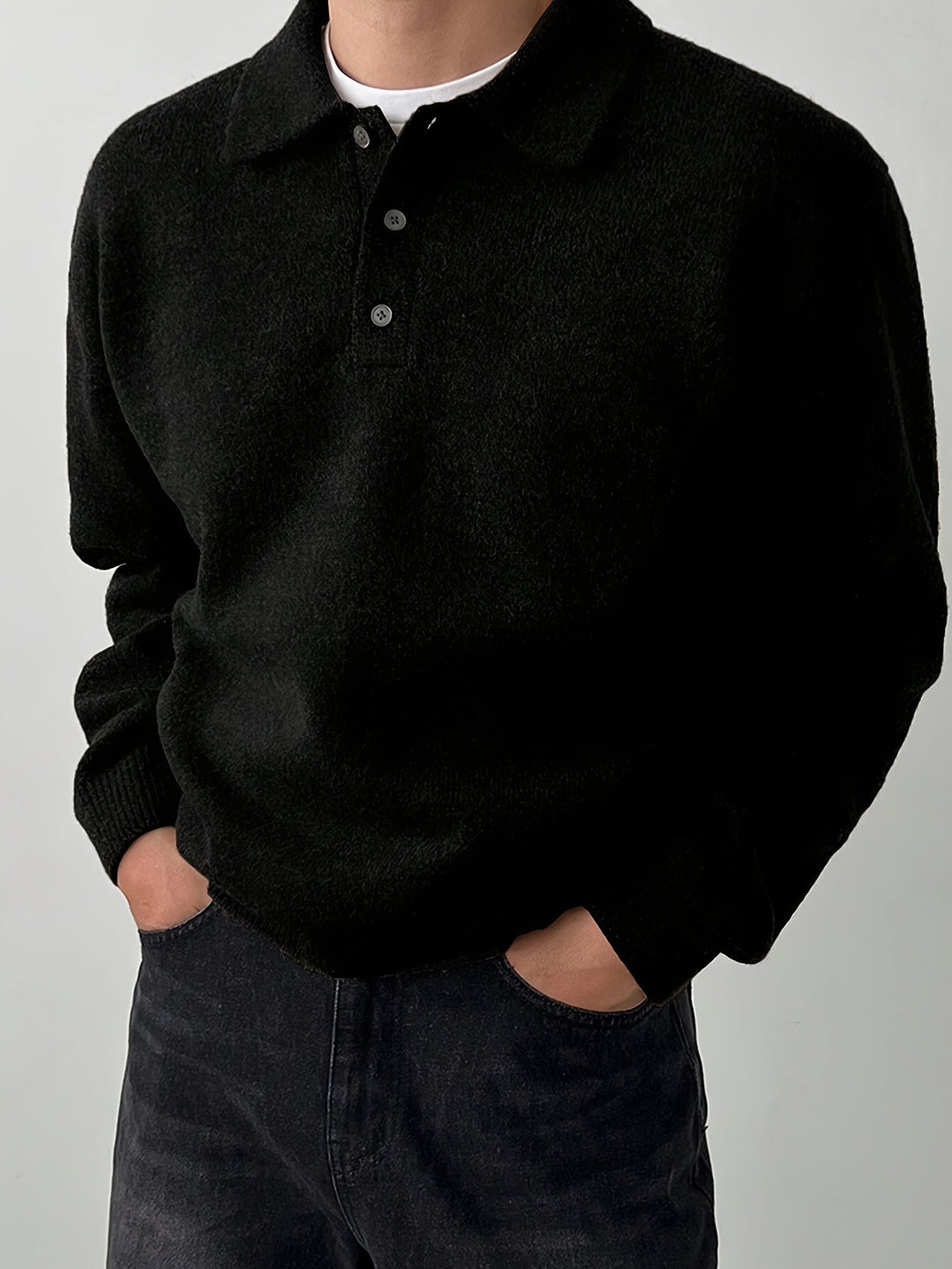 Polo Collar Sweater, Men's Refined Fit