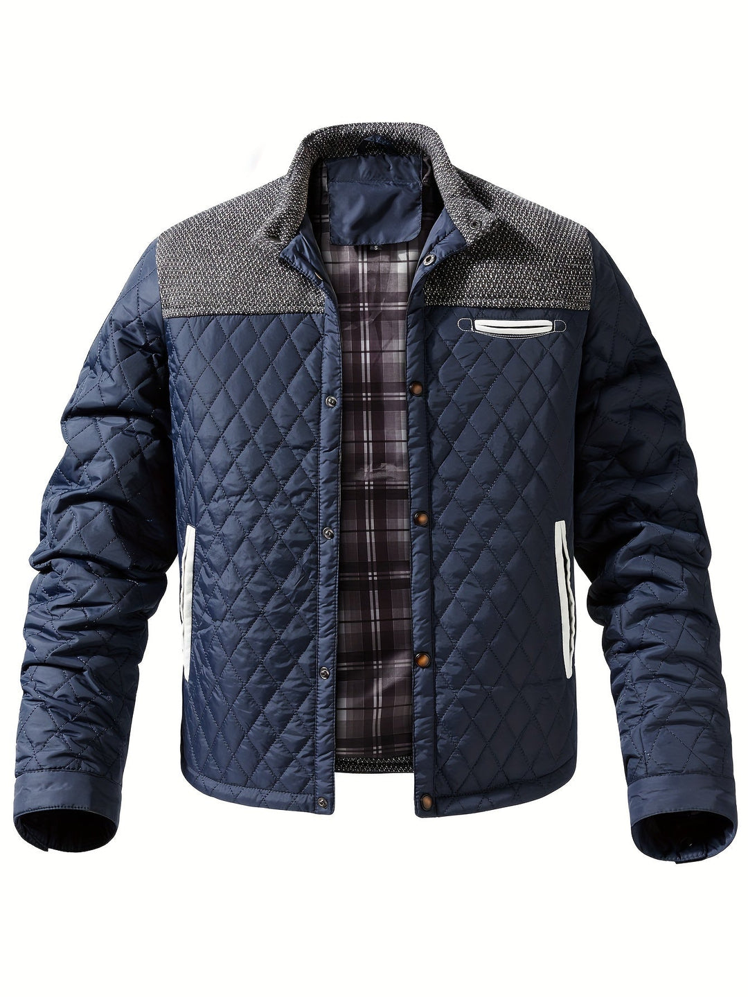Quilted Stand-Collar Jacket for Men, Plus Size