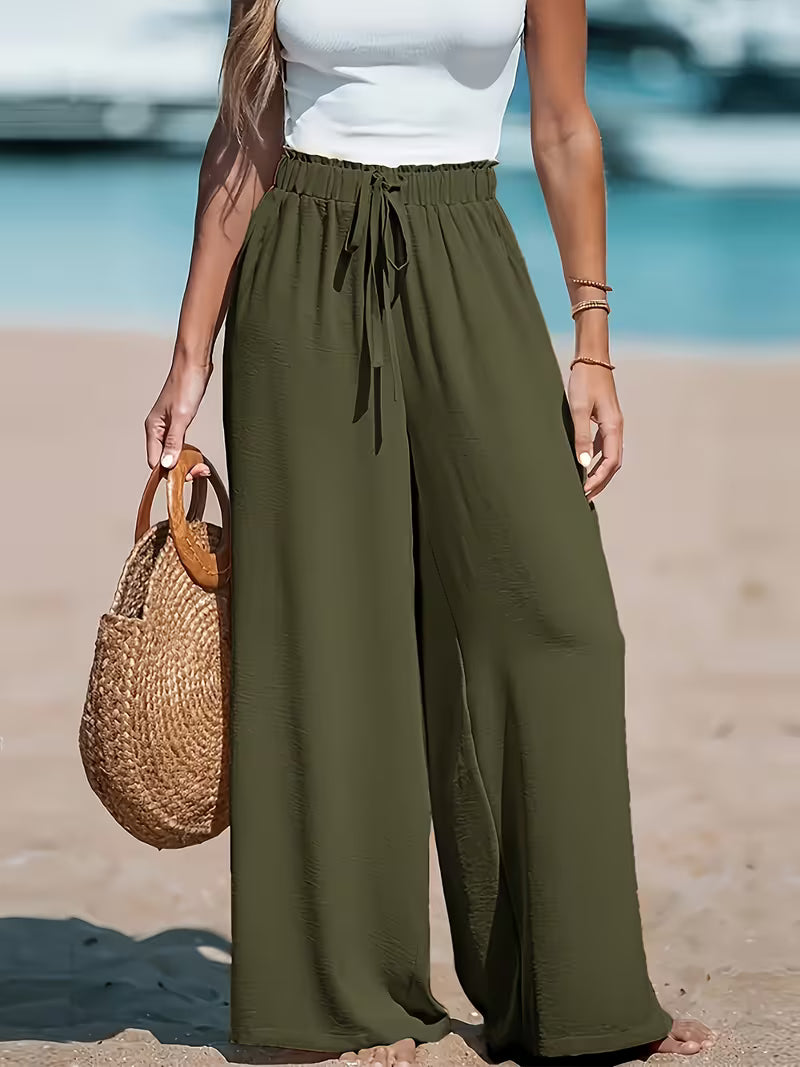 High-Waisted Wide-Leg Pants, Women's Casual Fit